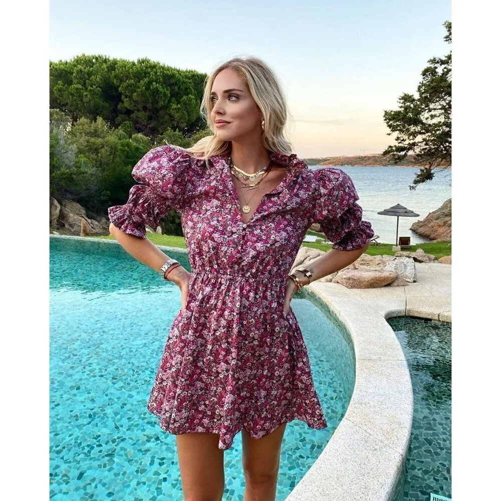 Philosophy di Lorenzo Serafini Puff Shoulder Dress in Red 2 Womens Floral - Image 13