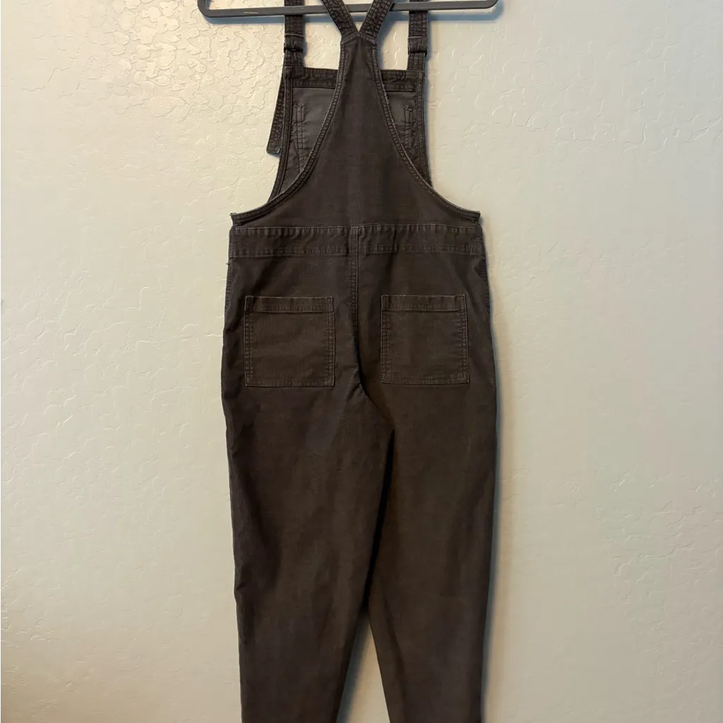 Aerie dark gray corduroy werk & play bib raw hem jumpsuit overalls XS - Image 13