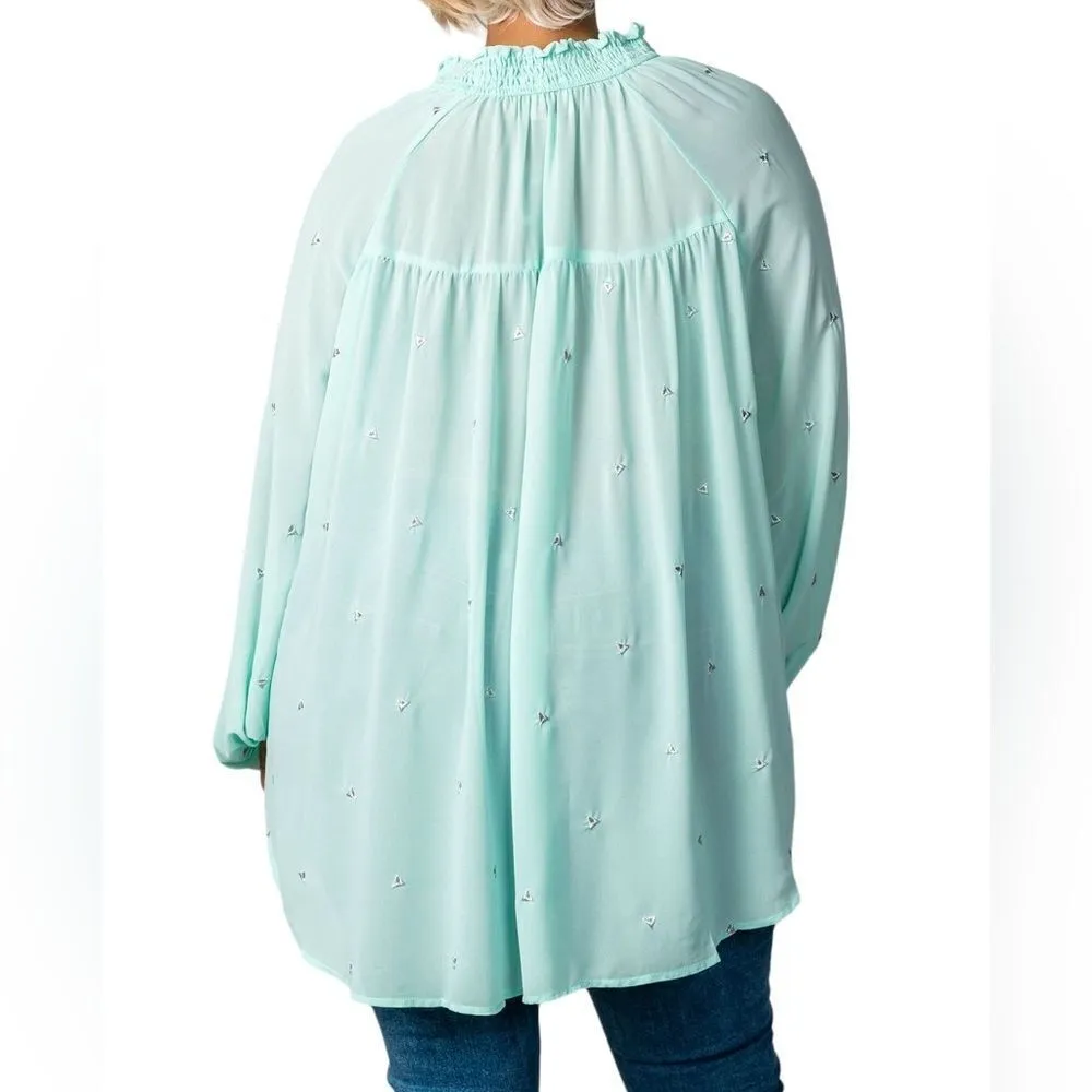 Hayden Los Angeles Sheer Turquoise Blouse - Image 15