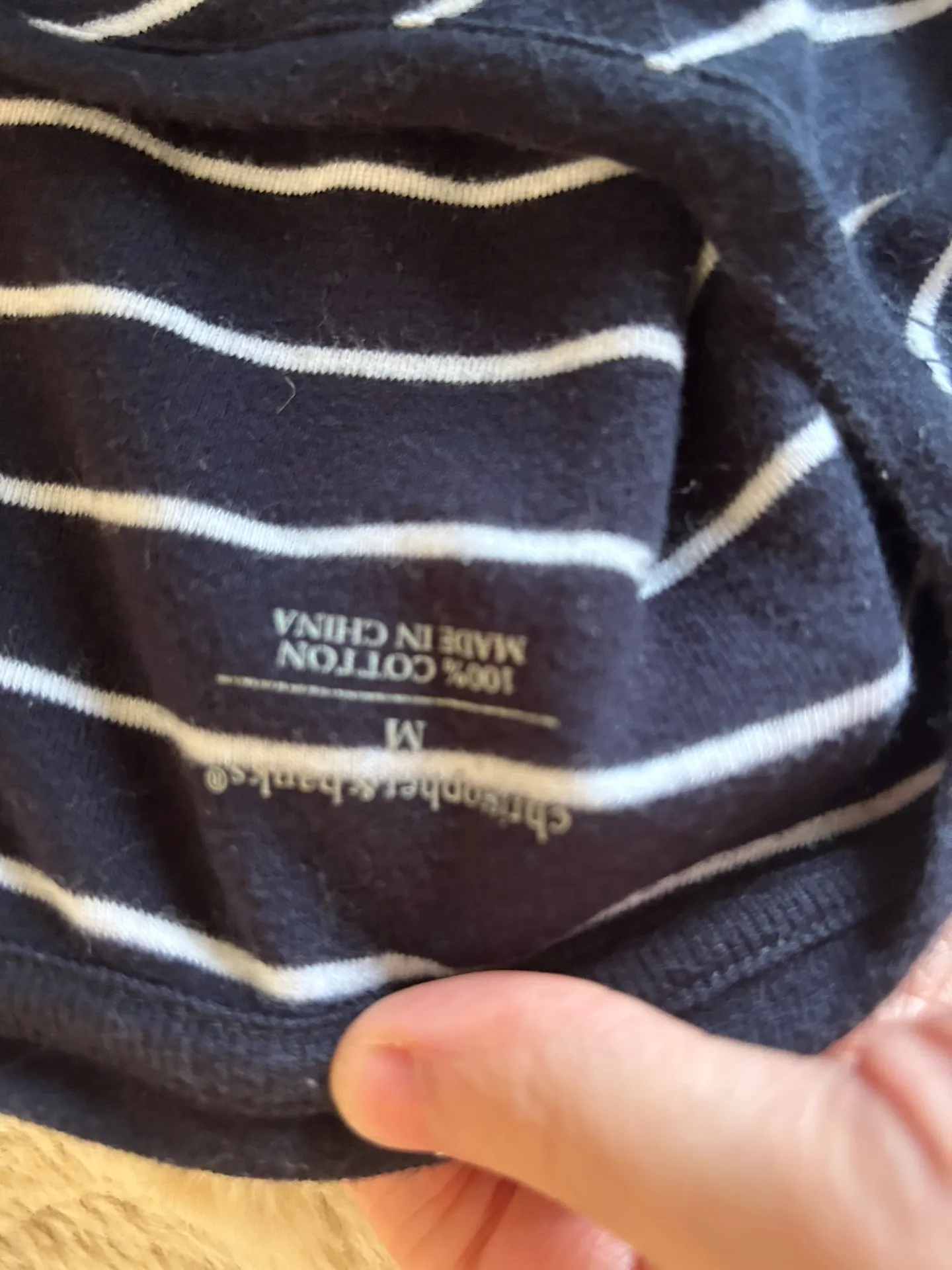 Cotton navy and white striped long sleeve top Blue Size M - Image 5