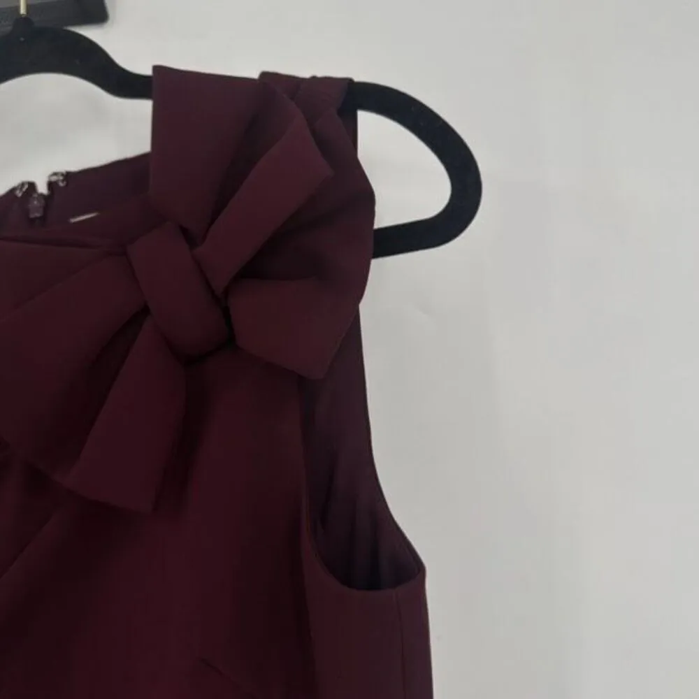 Eliza‎ J Cocktail Sheath Dress Purple Plum Size 4 Asymmetrical Bow Elegant - Image 3