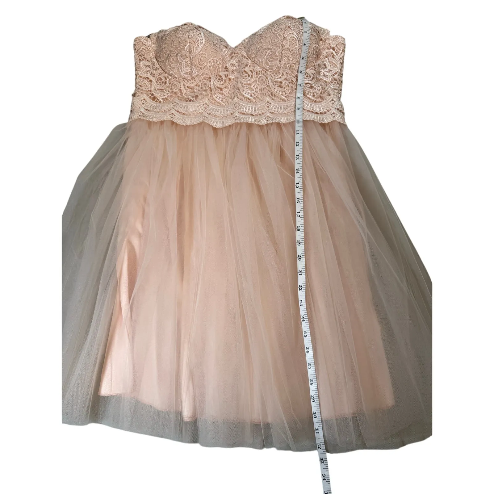 NWT London Dress Co. Peach Lace Spring Formal Dress - Image 4