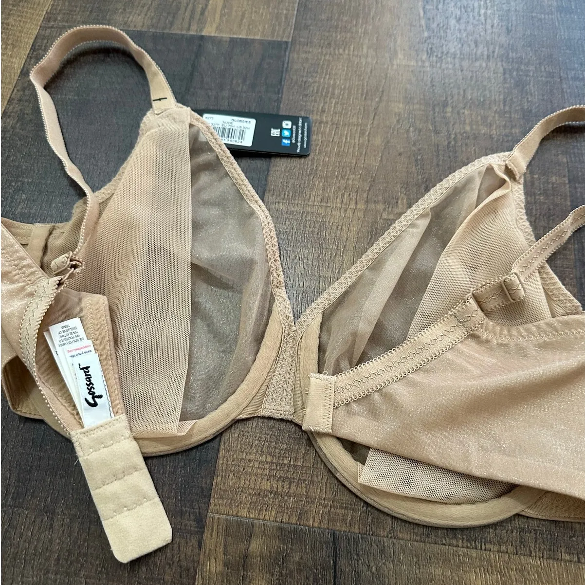 NWT Glossies Sheer Moulded Bra Beige Size US 32H - Image 5