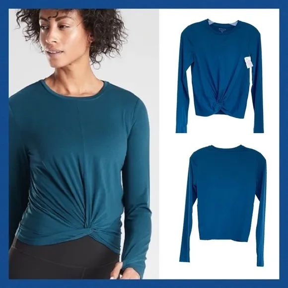 ATHLETA Teal Blue Essence Twist Tie Top - Image 2