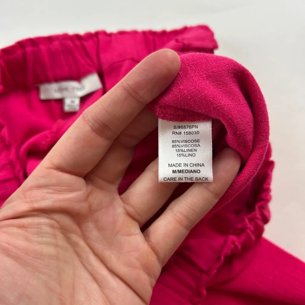 Love Tree Hot Pink Linen Blend Cargo Harem Pant M - Image 4