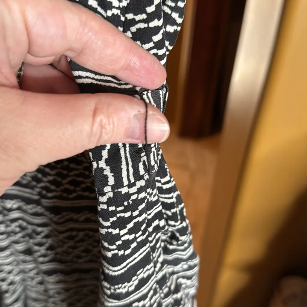 Madewell 100% Silk Black Aztec Kimono Romper Tidalwave Size Small - Image 9