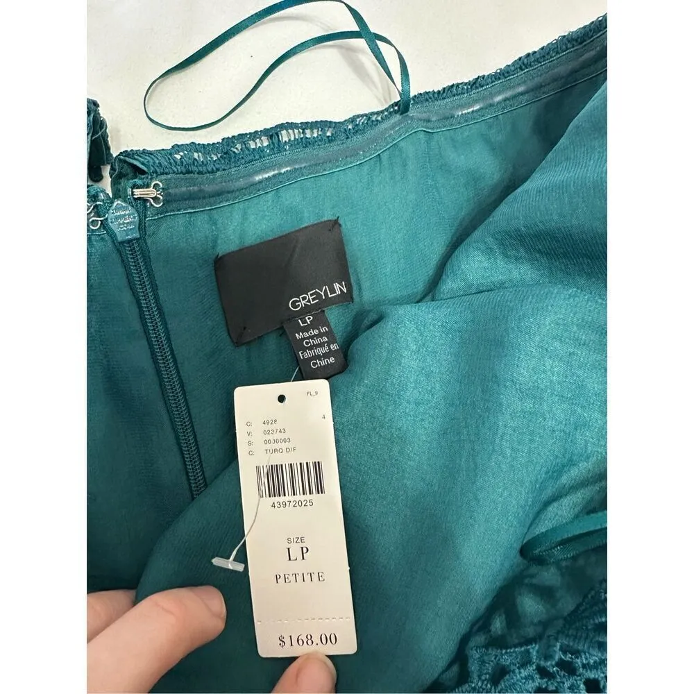 NWT Anthropologie Greylin Stowe Lace Jumpsuit Teal Strapless Wide Leg Size Petit - Image 5