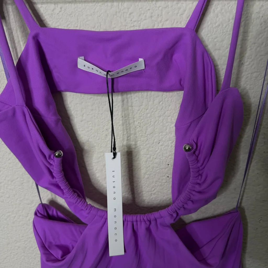 Susana Monaco Cut Out Dress in Snapdragon Womens Size S - Image 4