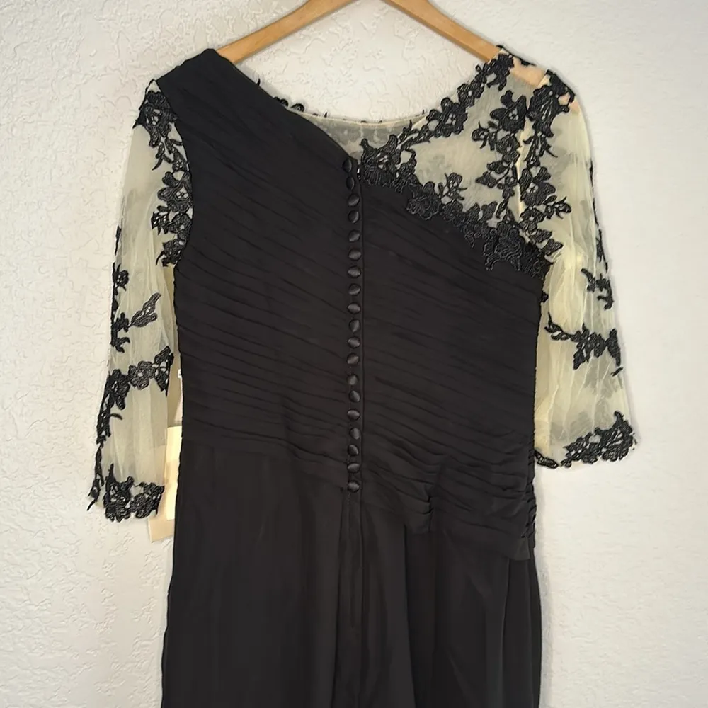 NWT LanTing Bridal Black Cream Mesh Lace Dress Formal Wedding Goth Demure Witchy Size 10 - Image 7