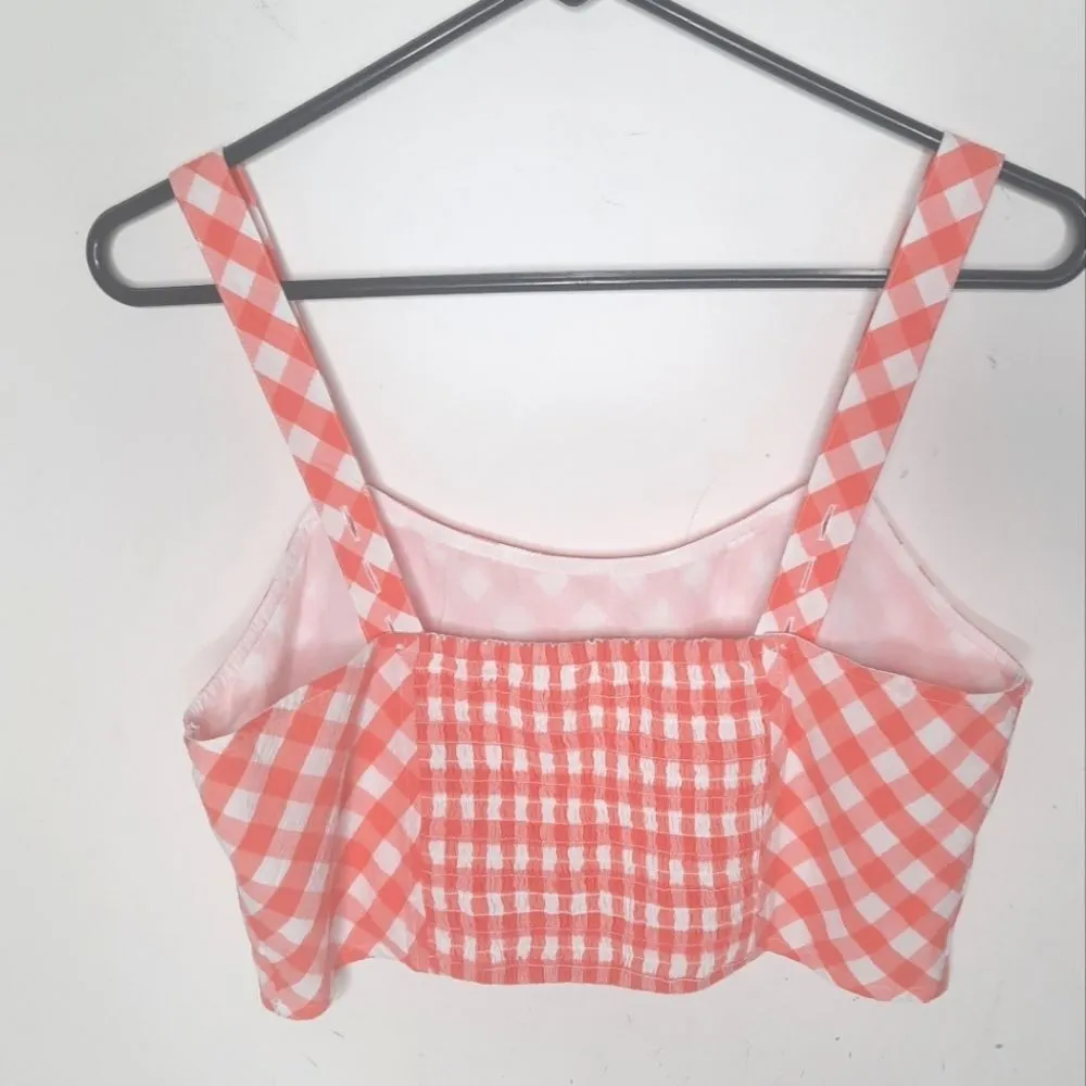 Gingham Cropped Tank Orange Size Medium - Image 3