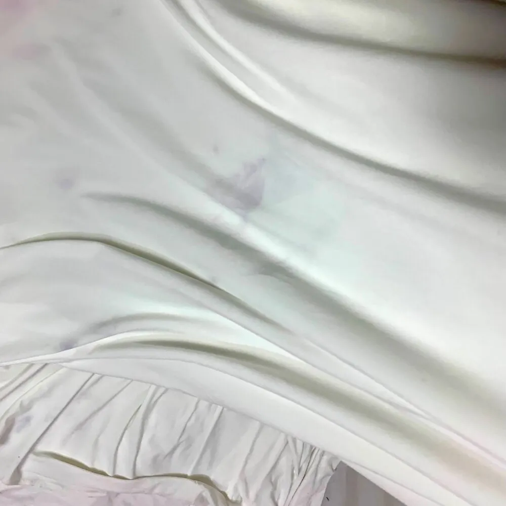 Mac Duggal White Beaded Cuff Drop Shoulder Gown 6 Faux Wrap Ruched Dress READ - Image 14