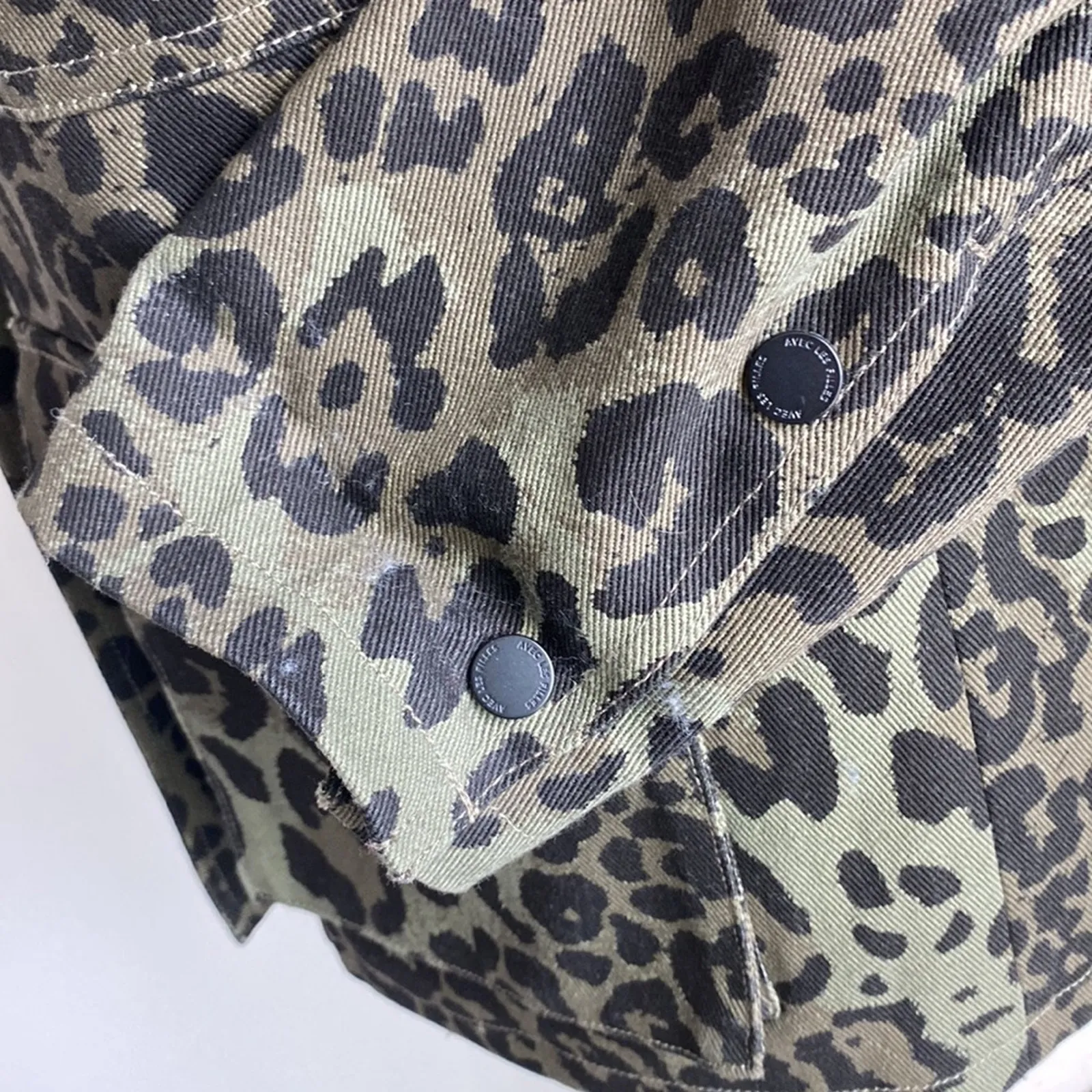 AVEC LES FILLES Utility Jacket Womens Sz Small Green Camo Leopard Military - Image 6