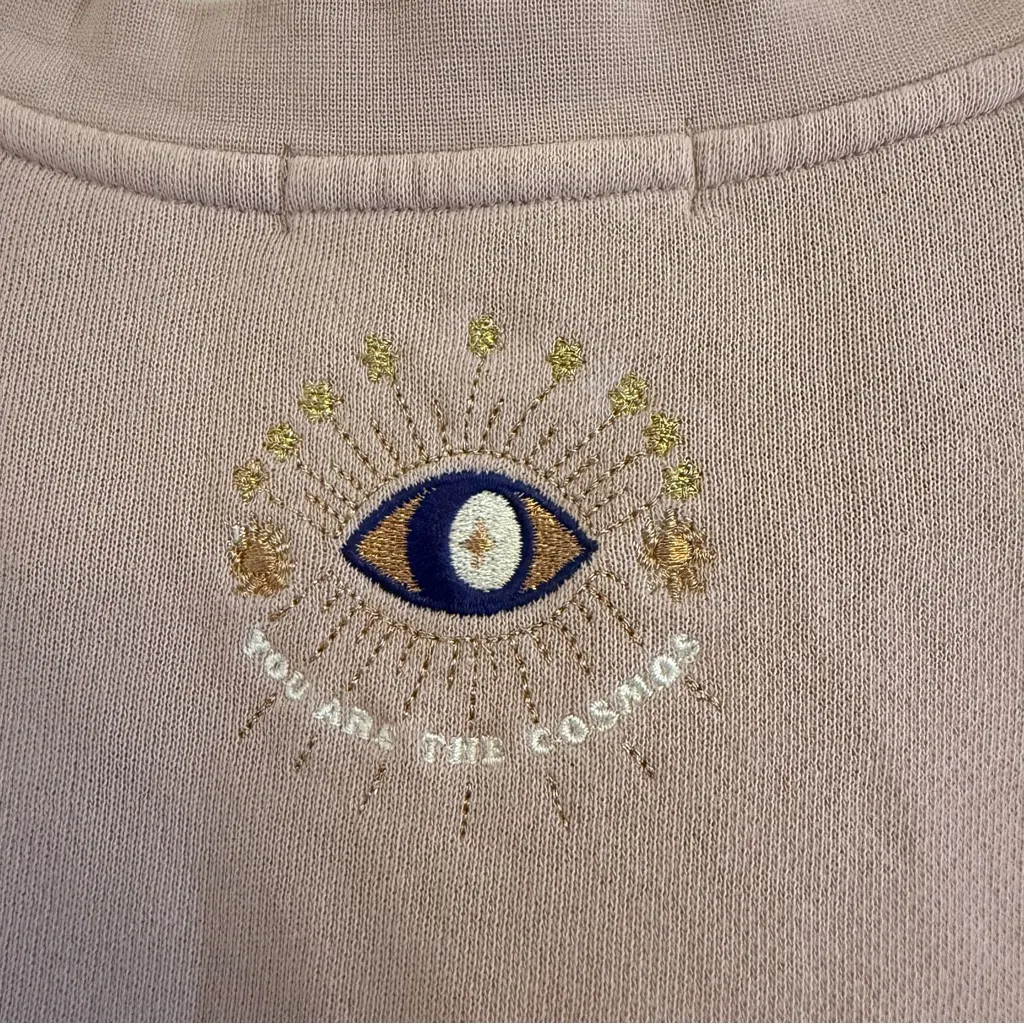 SPIRITUAL GANGSTER Pullover Crewneck Sweatshirt Mauve Evil Eye size XS - Image 3