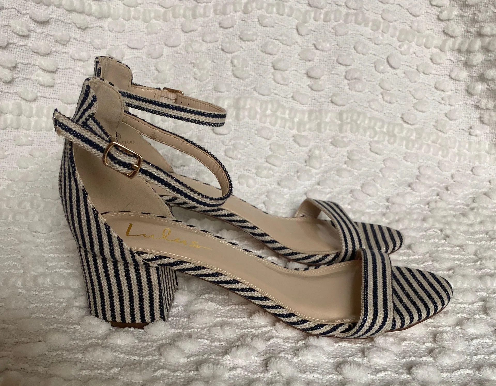 Lulus Harper Strip Blue Heels - Image 3