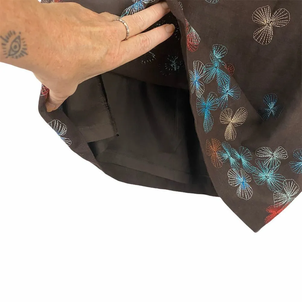 Alfani Nolita Brown Floral Linen Skirt Size 10 - Image 3