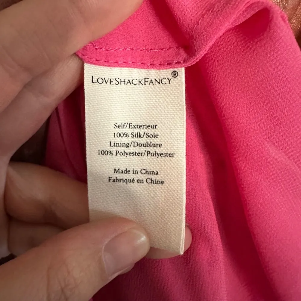 LoveShackFancy Moxie Mini Dress Watercolor Pink Silk Size 2 - Image 7