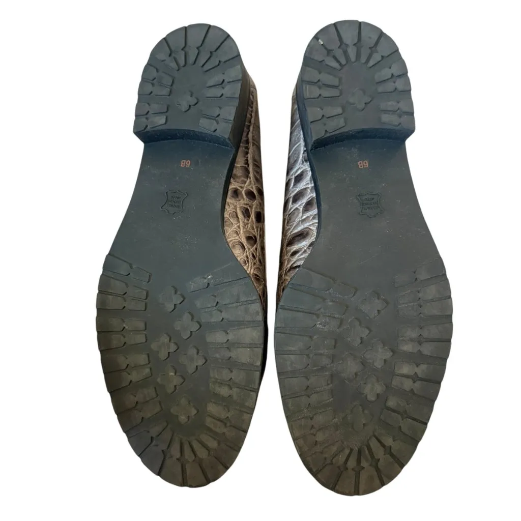 Talbots lizard leather tassel loafers 1" heels black rubber soles womens size 6B - Image 9