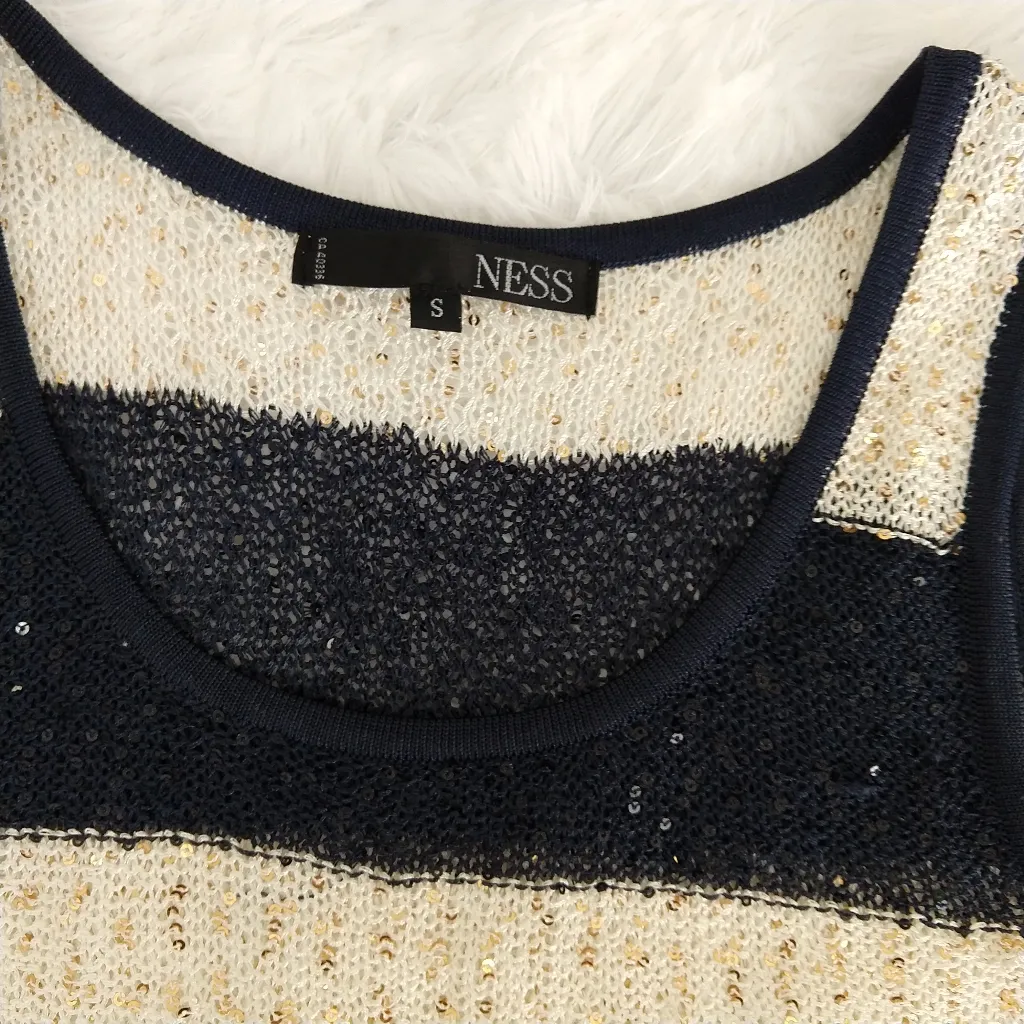 Ness Brand Stripe Tank Top Size Small Black - Image 4