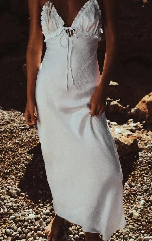 Zara dress white midi ruffled satin lingerie bodycon fitted wedding - Image 8