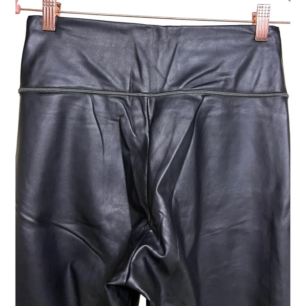 Athleta All Over Gleam Tights Faux Leather High Rise Black Women’s Small #356179 - Image 4