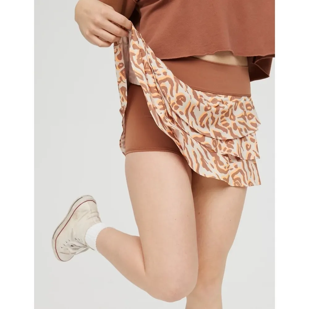 Offline by Aerie Maggie Printed Ruffle Tennis Skirt Skort Leopard Print Size XL - Image 4