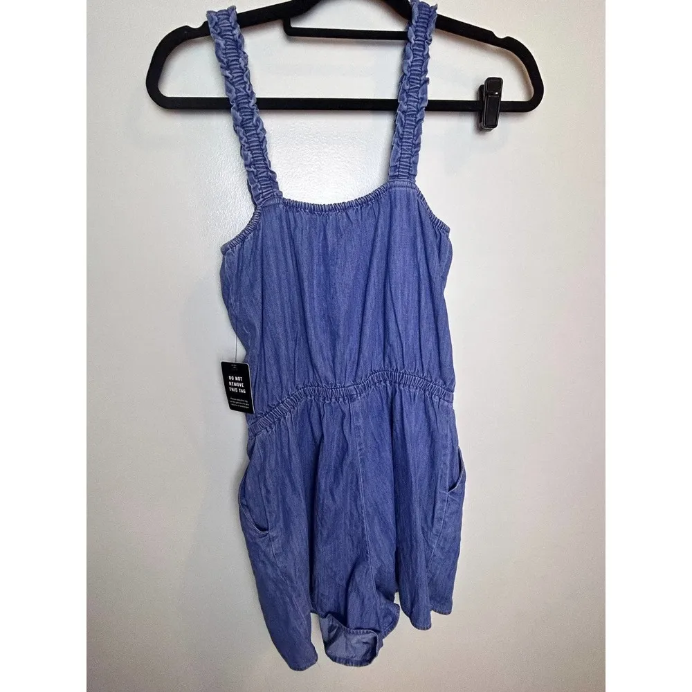 Express Denim Chambray Romper Size Small 90s Kidcore - Image 8