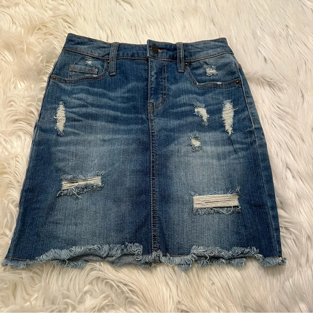 Mossimo Supply Co. Mini Cut Off Denim Skirt - Image 2