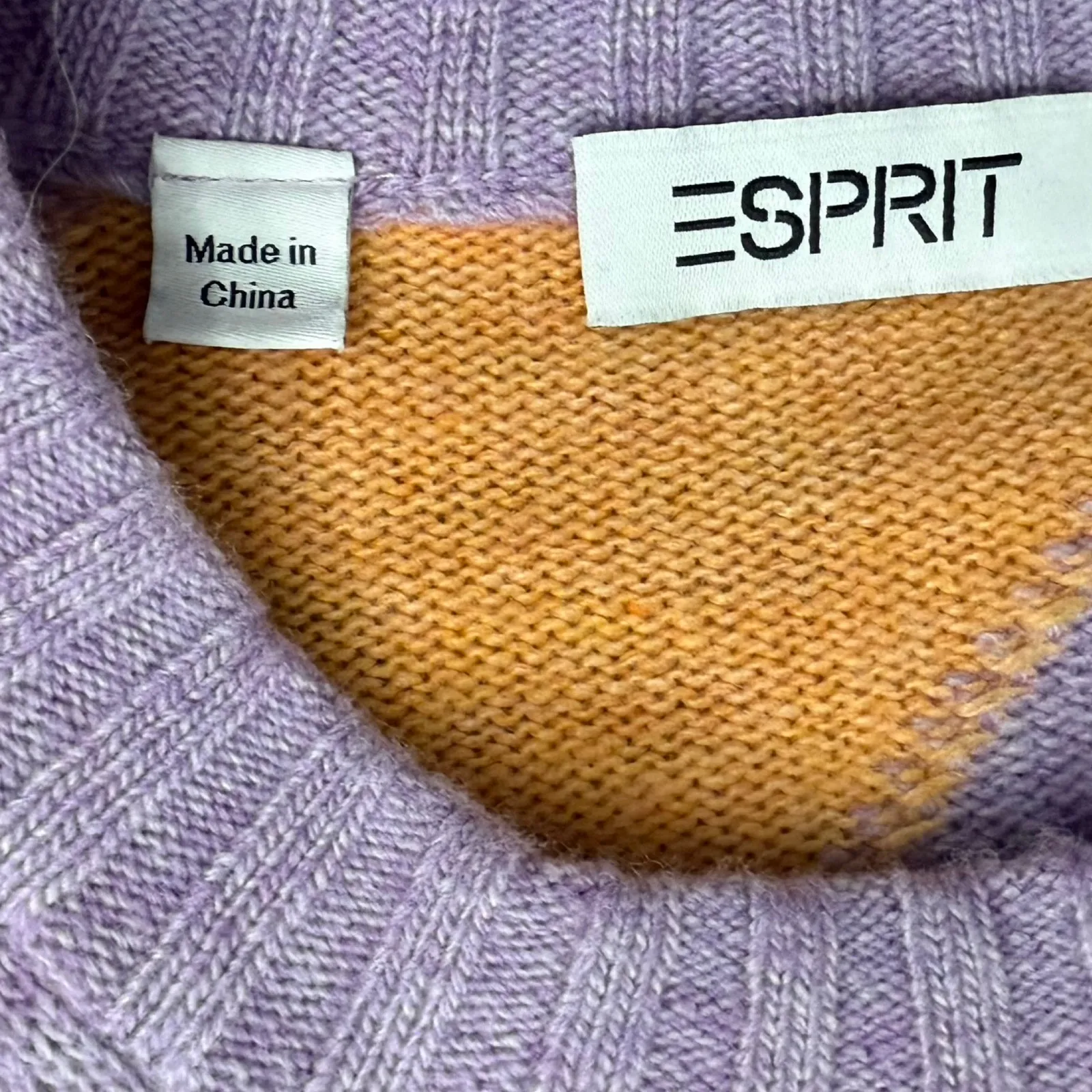 Esprit Purple Orange Diagonal Stripe Cashmere Blend Crew Neck Sweater size XXS - Image 9