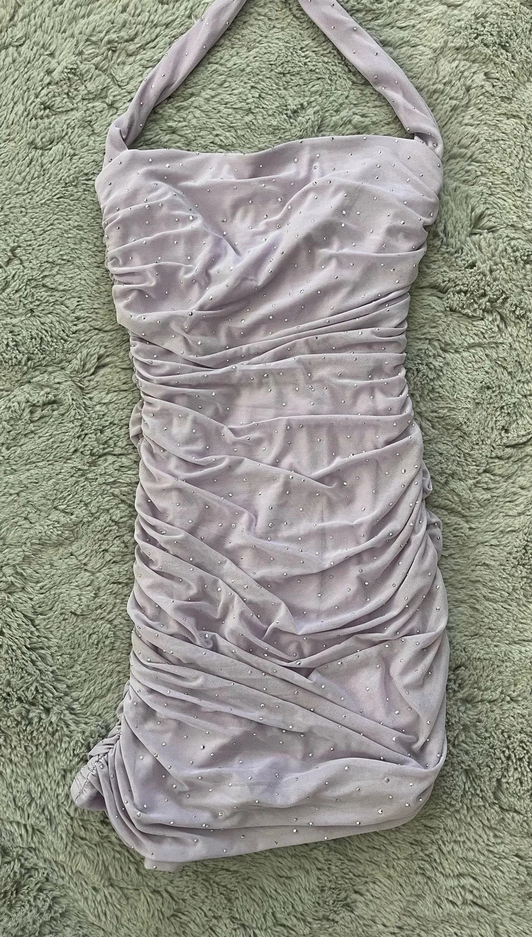 Lucy in the Sky Purple Bodycon Dress Ruched - Image 1