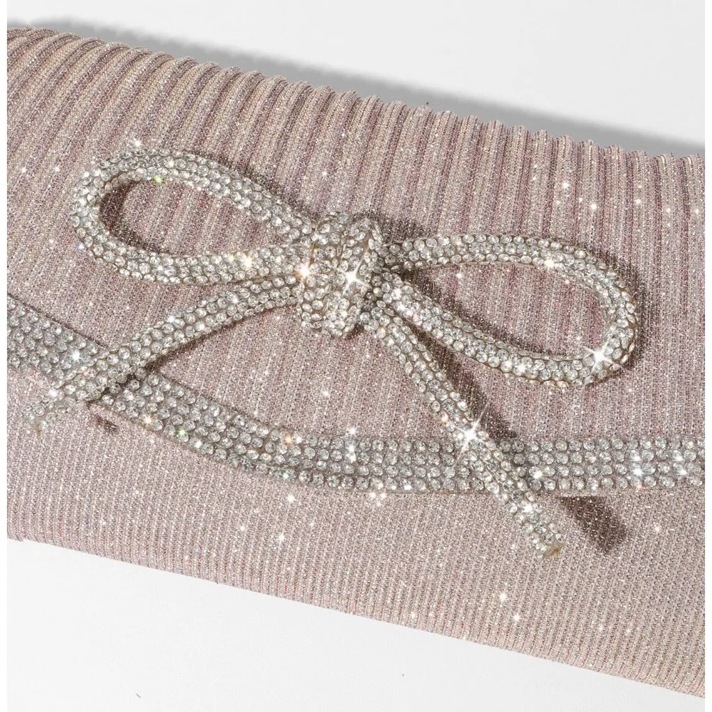 ⚡ Women's Light Purple Bow Sparkly Glitter Rhinestone Party Prom Clutch Bag - Image 7