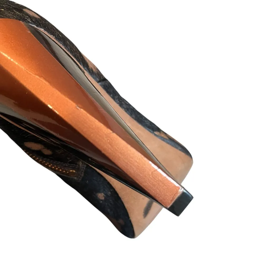 Finsk Leather Cowhair Animal Print Tall Platform Boots, Sz 4.5/5 Black - Image 13