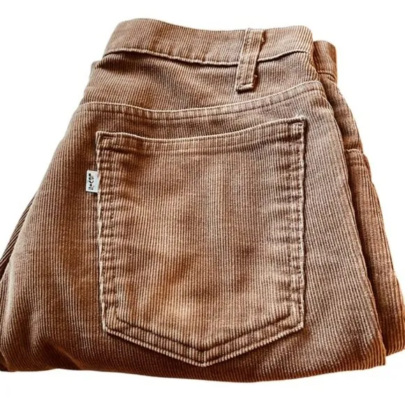Vintage Levi's 519 High Rise Corduroy Jeans White Tag Caramel Brown Size 30 - Image 2