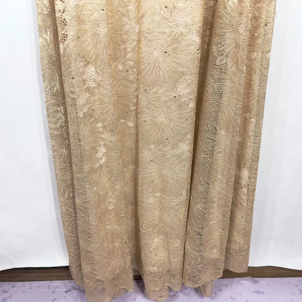 Mac Duggal Evening Gown Size 16 Dress Rose Gold Rhinestone Beaded Lace‎ NWT F - Image 7