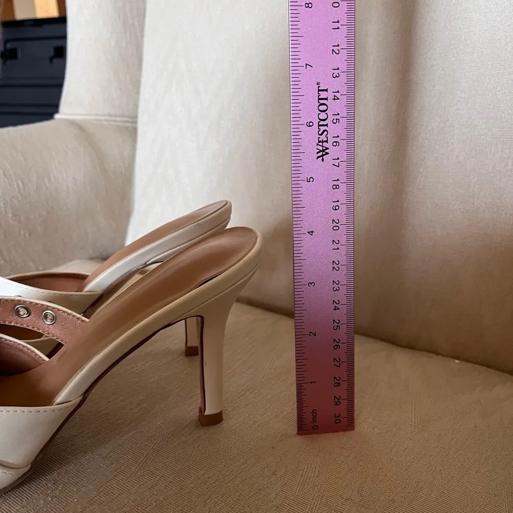 Ivory Buckle Slip On Point Toe Women’s High Heels Pumps Shoes Sz 9.5 EUC Gold - Image 8