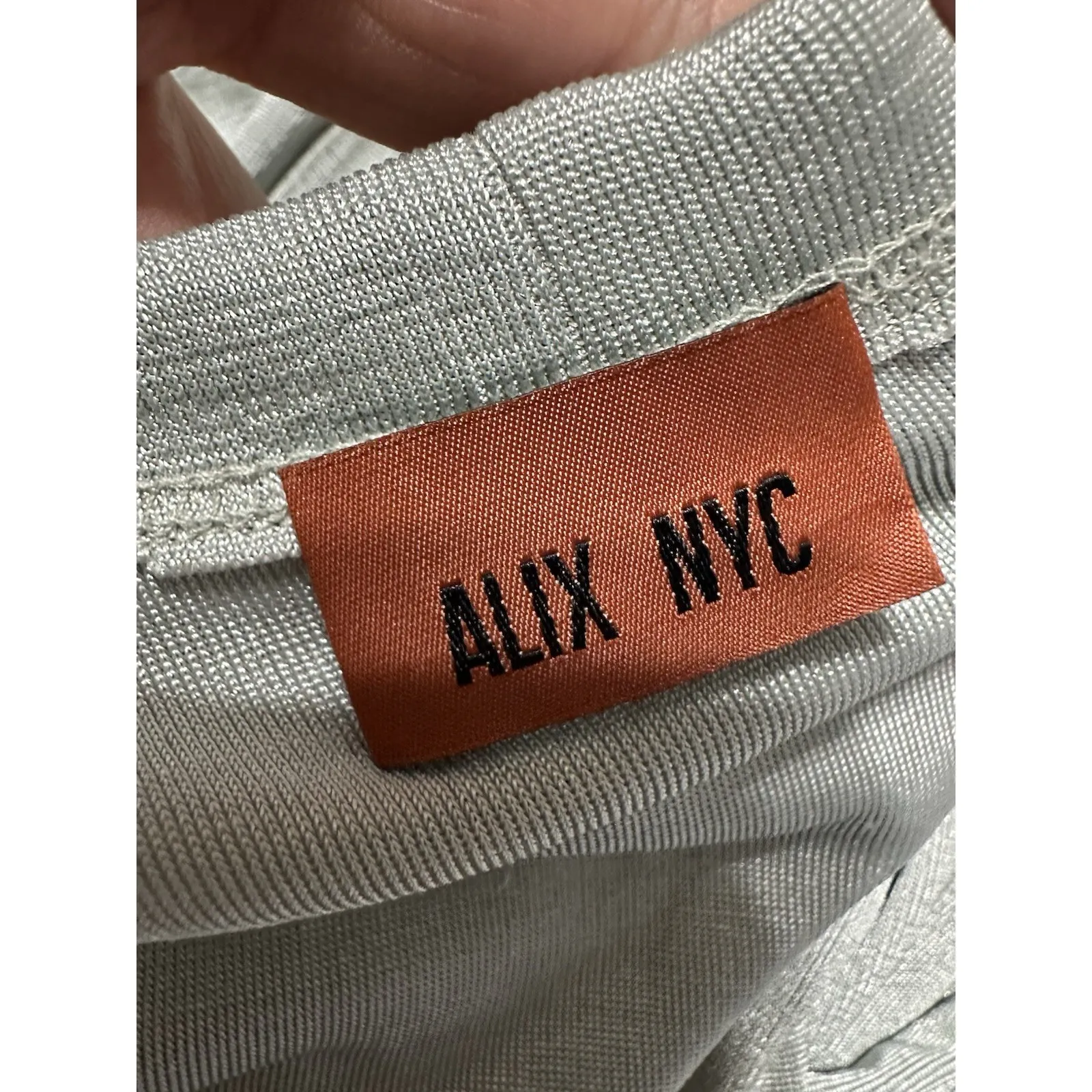 ALIX‎ NYC Shimmer Sage Green Button Front Crown Cardigan Midi Dress Bodycon Sz S Blue - Image 6