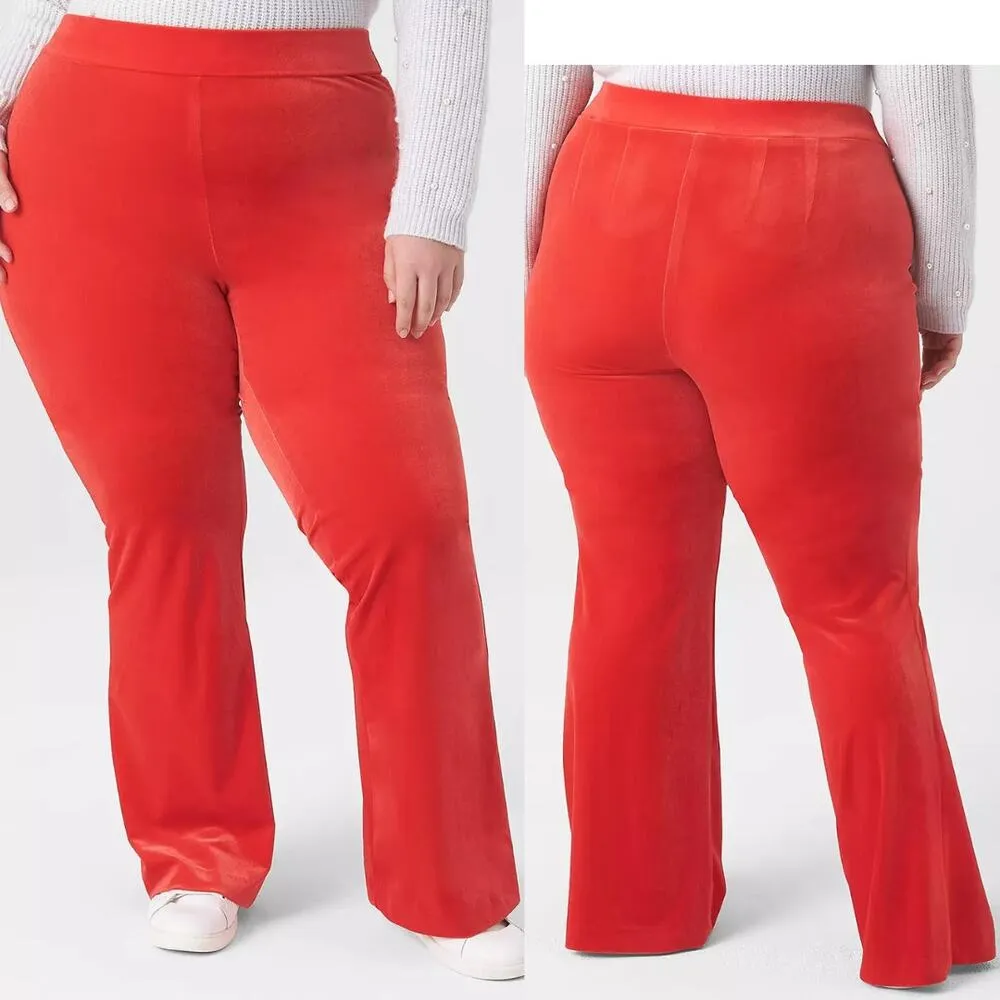 NEW Lane Bryant Velvet Flare Pant Holiday Red No Gap Waist Band Size 16 Comfy XL - Image 3