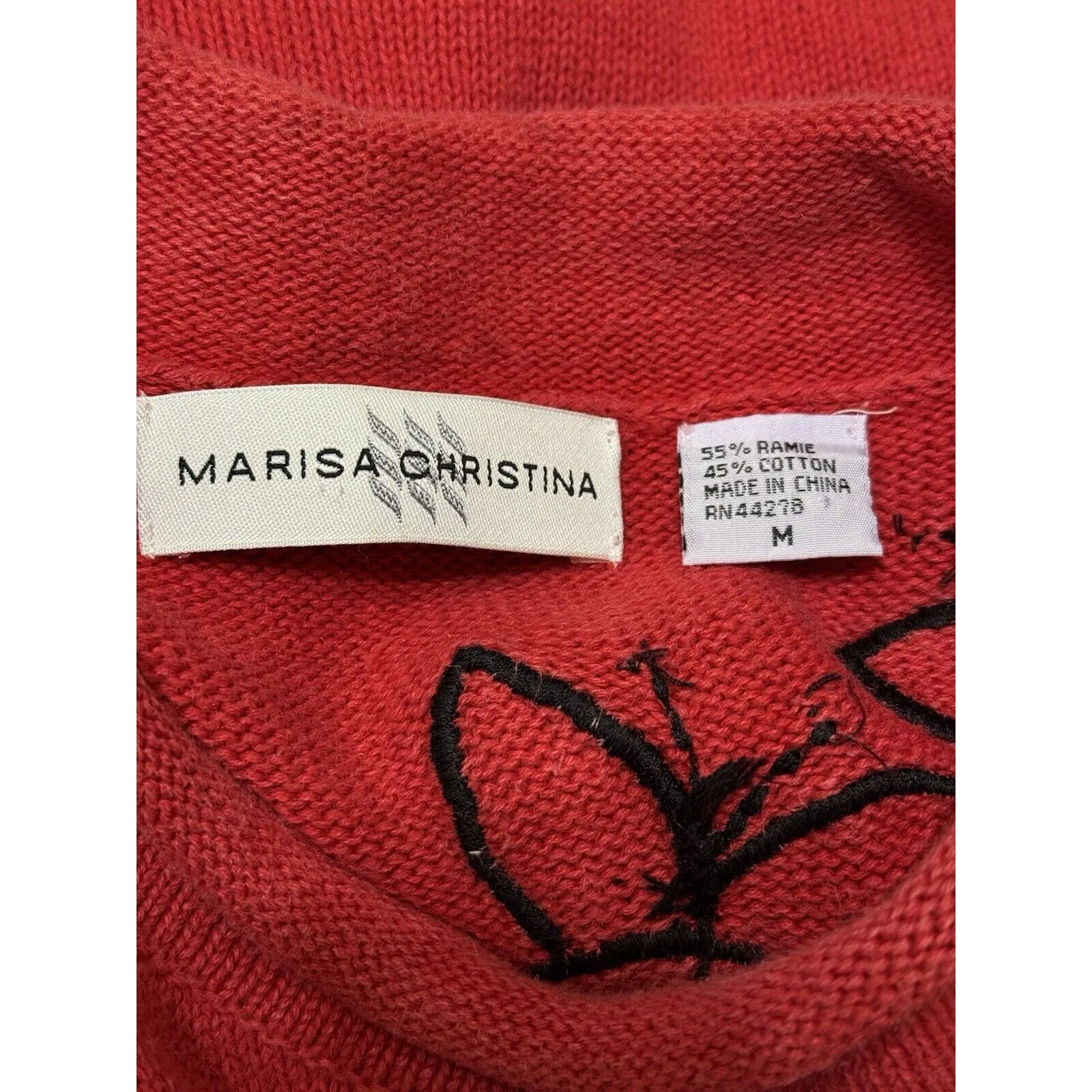 Y2K‎ Beautiful Marisa Christina Sweater Vest Red with Butterfly Patch Detail M Size M - Image 3