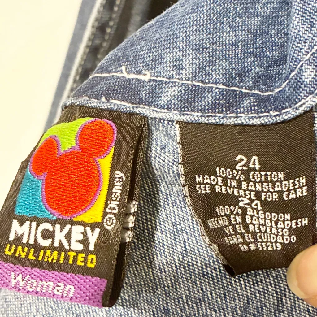 Vtg 90s Plus Size 24‎ Disney Mickey Unlimited Embroidered Denim Overalls Jeans - Image 6