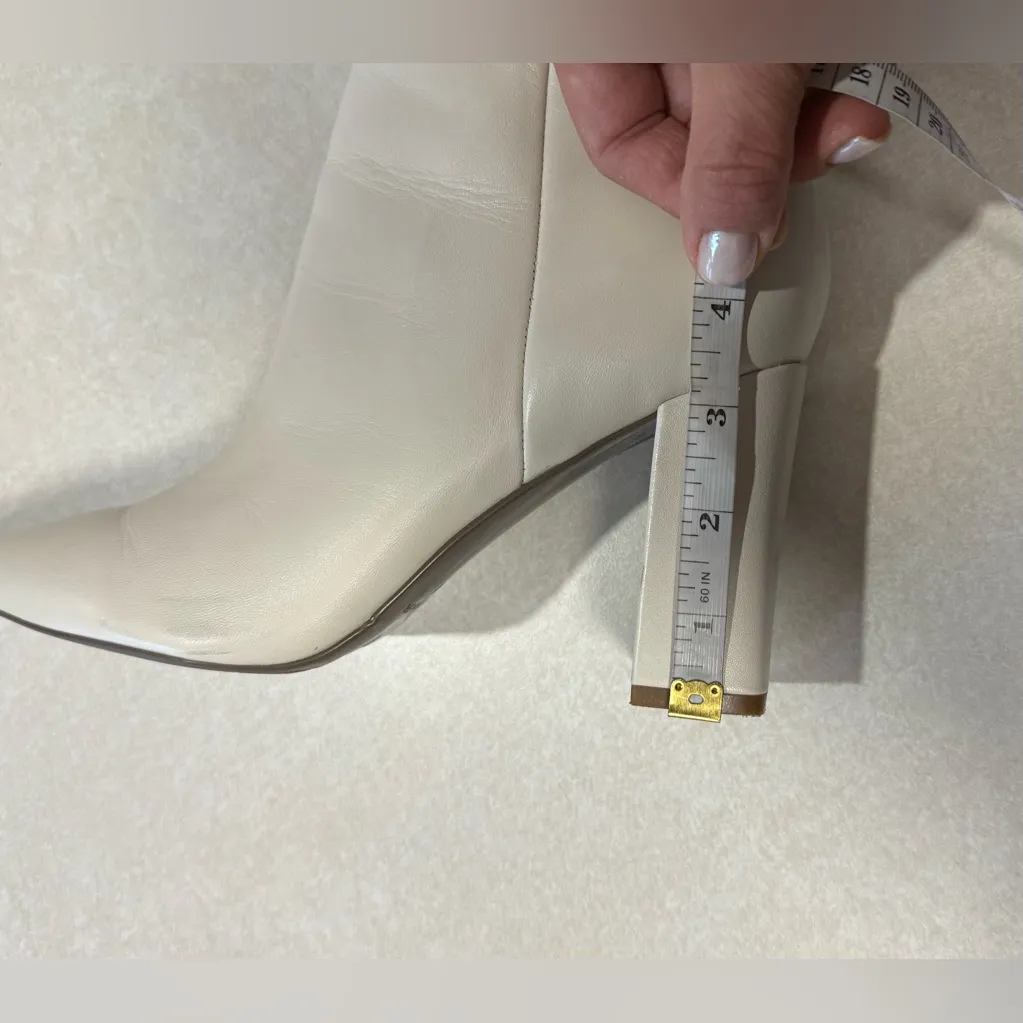 Marc Fisher Glorify Leather Pointed Toe Zipper Boots Off White Women's Size 9 - Image 15