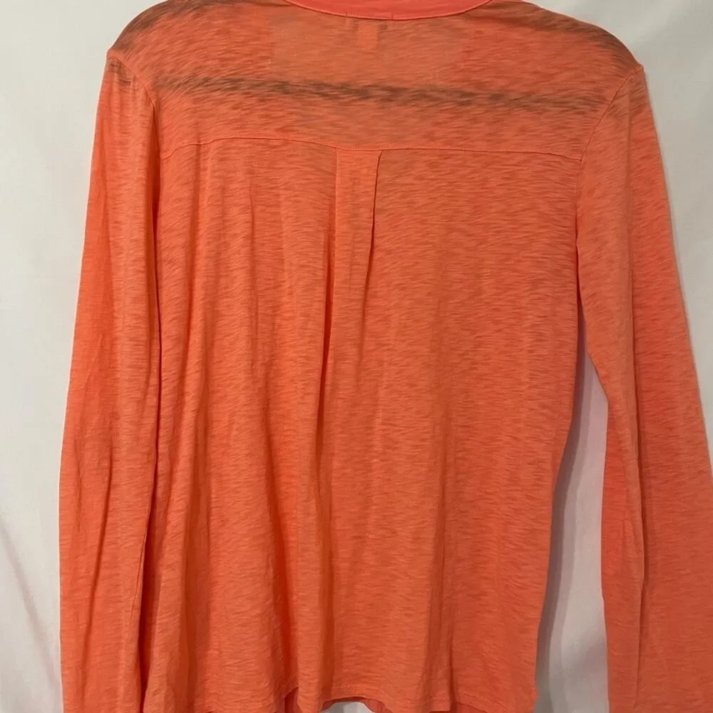 Splendid Coral Orange V Neck Long Sleeve Blouse Womens XS Long Sleeve Casual - Image 9