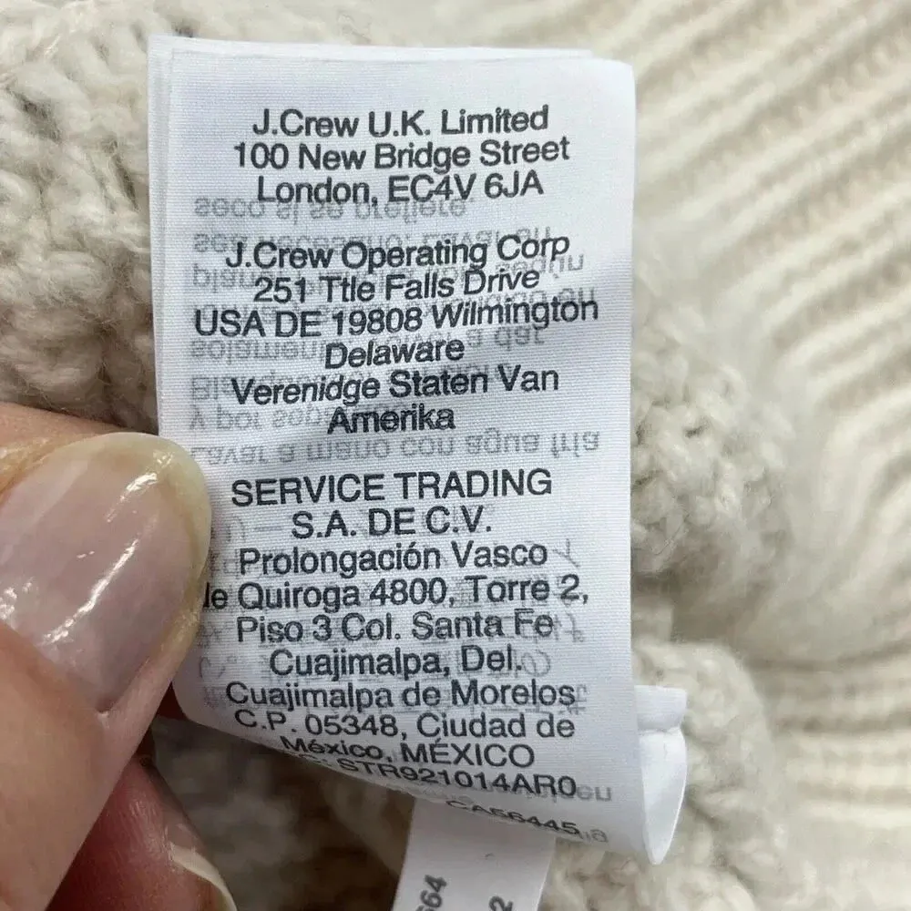 J. Crew Wool Blend Cable Knit Chunky Pullover Sweater Women Size L Cream - Image 7