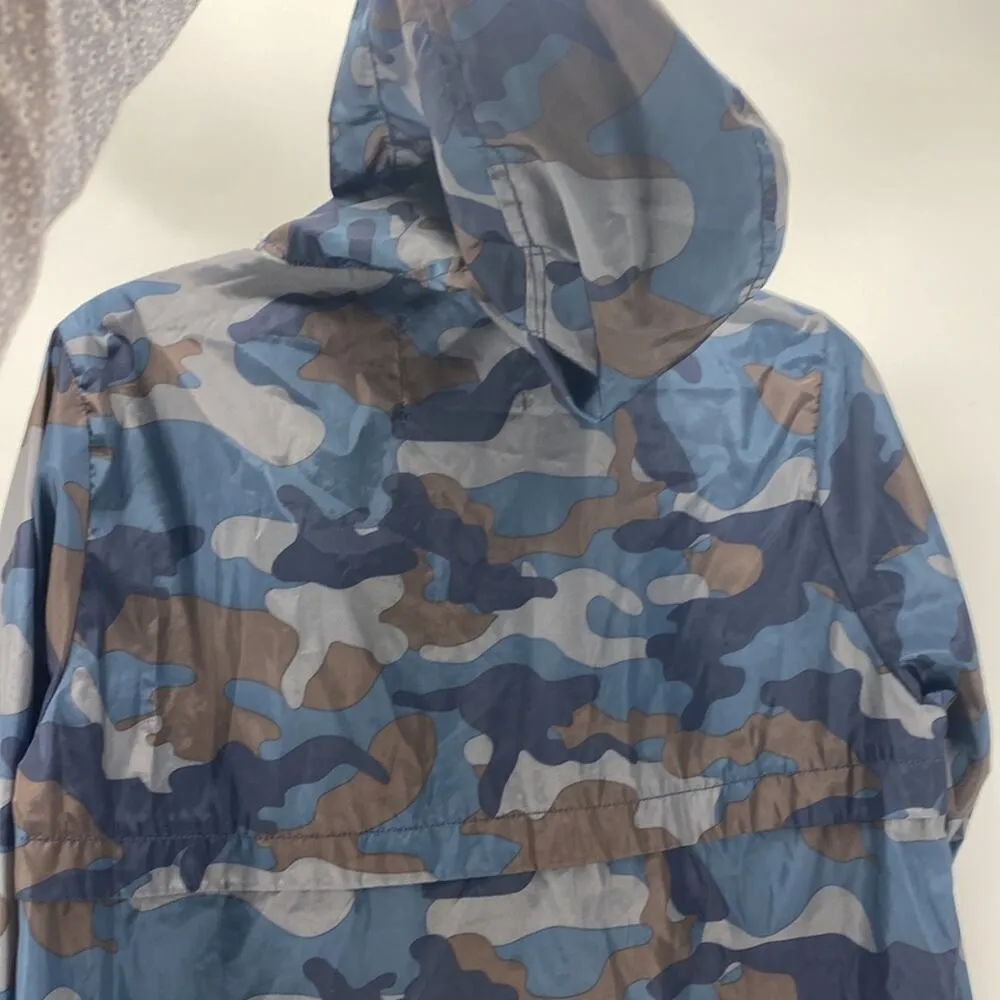 Si Sono blue gray Camouflage hooded boys Rain Jacket lightweight sz M - Image 7