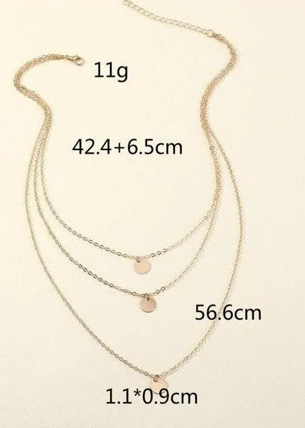Disc Pendant Casual Layered Necklace Gold - Image 5