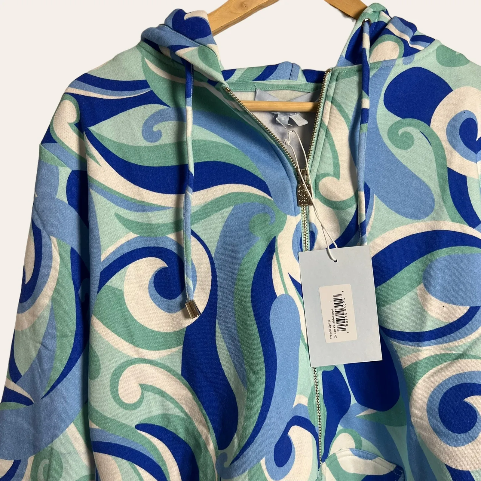 Hill House The Allie Zip-Up Jacket in Ocean Kaleidoscope Print Size S - Image 4