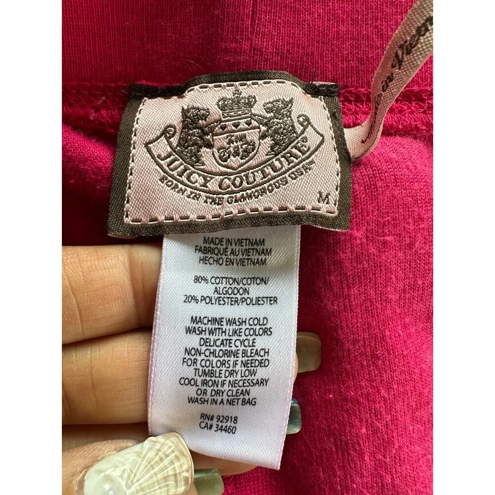 Juicy Couture Vintage Y2K Pretty In Pink Magenta Terry Cloth Crop Tracksuit M/L - Image 7