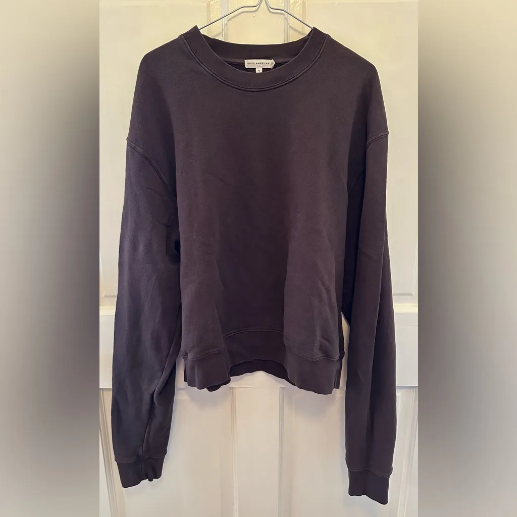 Good American Boyfriend Pullover Sweatshirt Brown 1/Small - Image 2