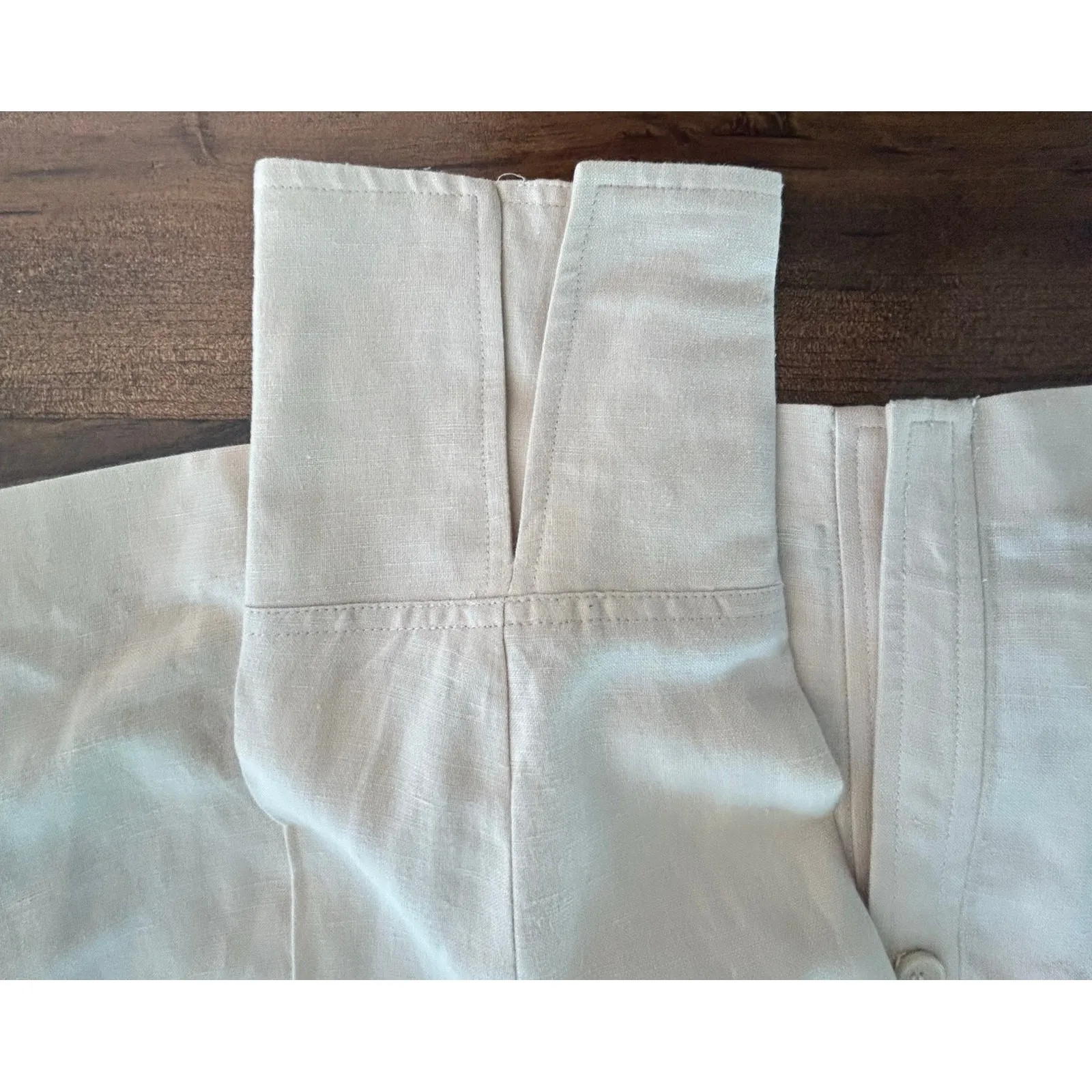 Jones Wear Vintage Linen Women's Size 14 Button Up Jacket Top Shirt Blouse Beige - Image 7