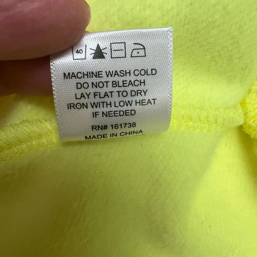 Teddy Fresh Hoodie Womens XL Highlighter Neon Yellow Cropped 100% Cotton Beaded‎ - Image 14