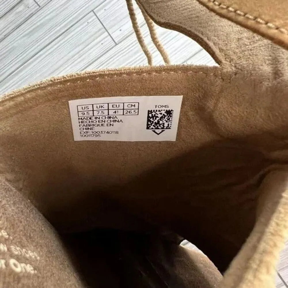 TOMS Seville Women 9.5 Peep Toe Heeled Honey Suede Leather Bootie Sandal Comfort - Image 7