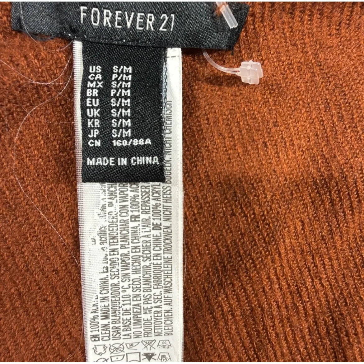 FOREVER 21 Rust Orange Fringed Poncho Cape One Size - Image 3